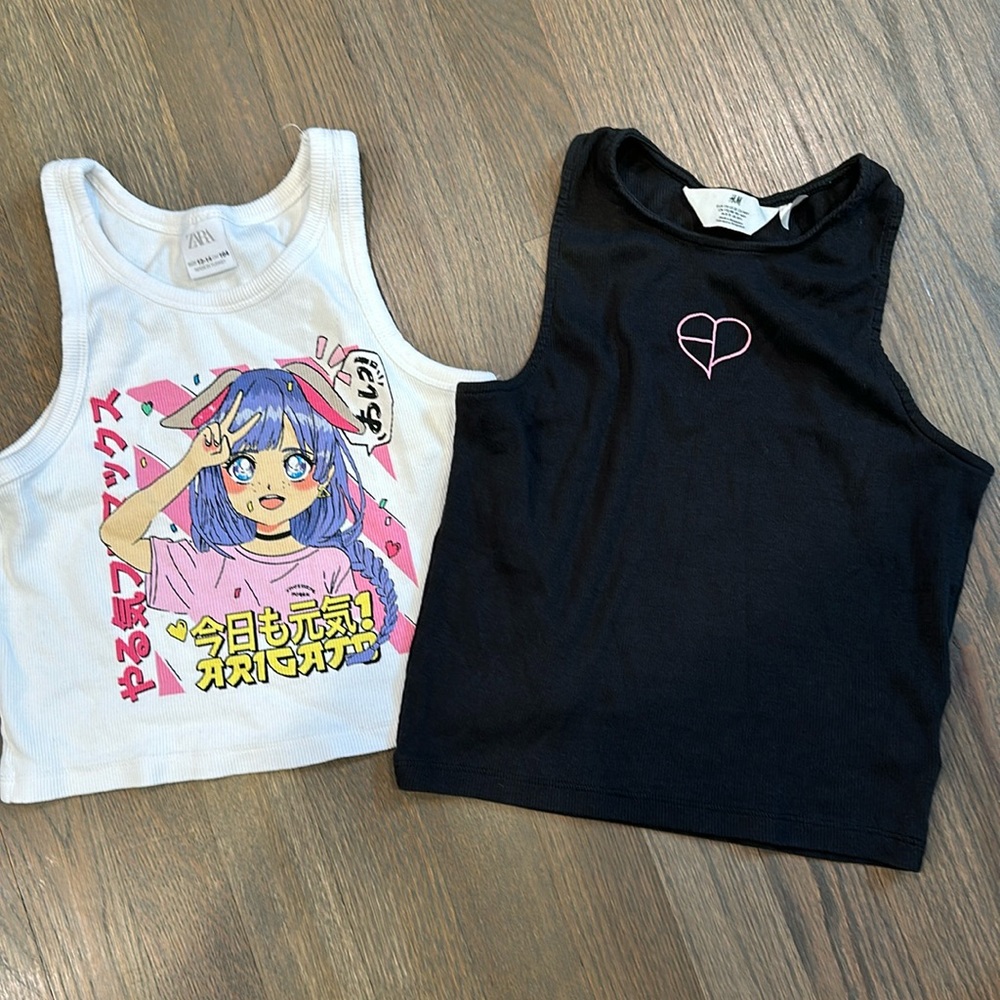LOT of 2 cropped tank tops from ZARA and H&M, size 14